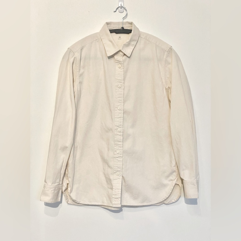 Muji 100% Cotton button up Shirt - cream/natural cotton color XS